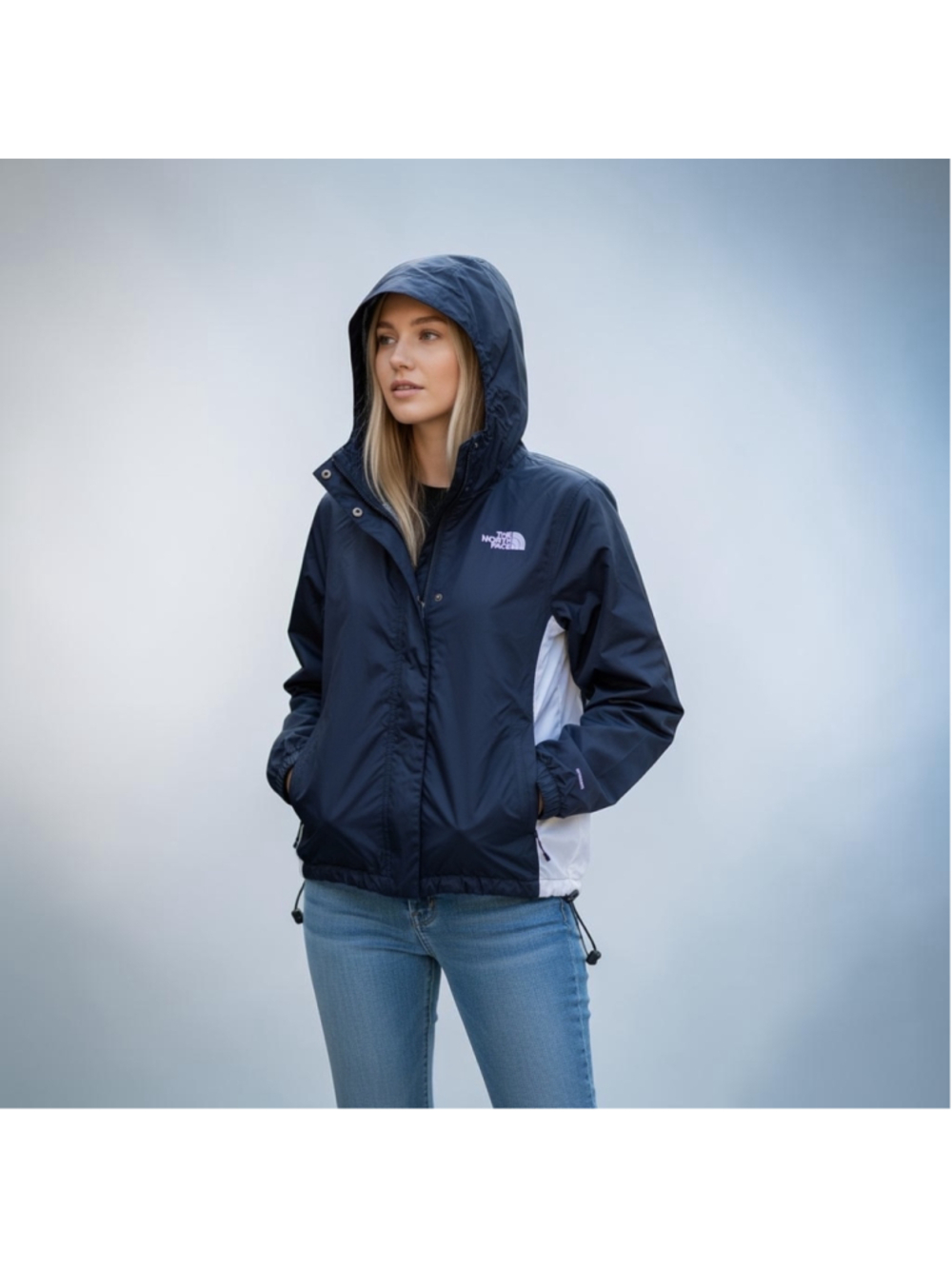 Women's The North Face Windbreaker Jacket XS Black White